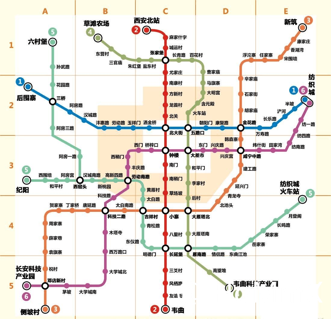 西安地铁线路图        