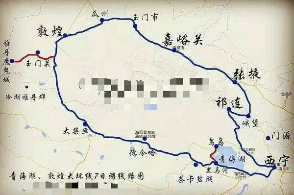 下图在祁连回西宁的路线上与我的路线有差异,我们是从俄堡沿g227国道